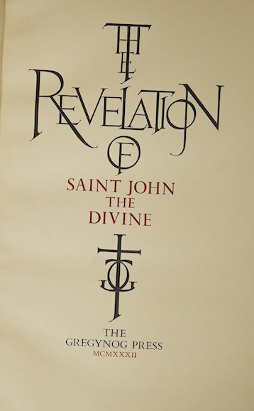 The Gregynog Press - The Revelation of Saint John the Divine. Limited Edition (of 250 numbered copies). 41 (some full page) wood engraved illus. (by Blair Hughes-Stanton), title and elsewhere with some red printing: orig